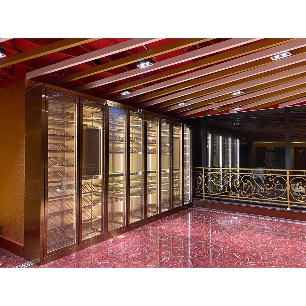 Customized Precise thermostatic system luxury wine refrigerator cabinet wine cellar wine cooler With acrylic interior
