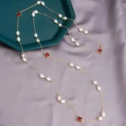 handmade 14k gold plated rice shape freshwater pearl necklace natural chain pearl necklace fashion jewelry wholesale