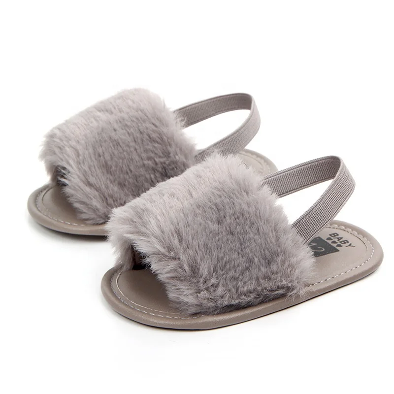
Fashion Fancy Kid Soft Soles Summer Shoes Wholesale Soft Toddler Infant Baby Girl Sandals with Fur Decorated 