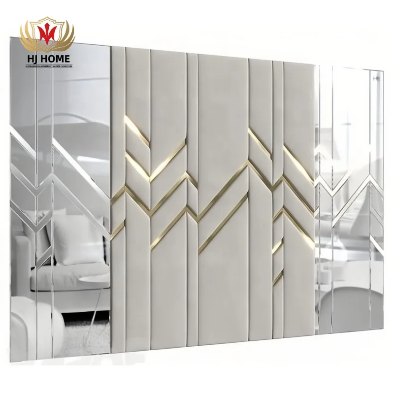 HJ HOME  Luxury Customized Bedroom Leather Background Interior Wall Decoration Upholstered Fabric Wall Panel