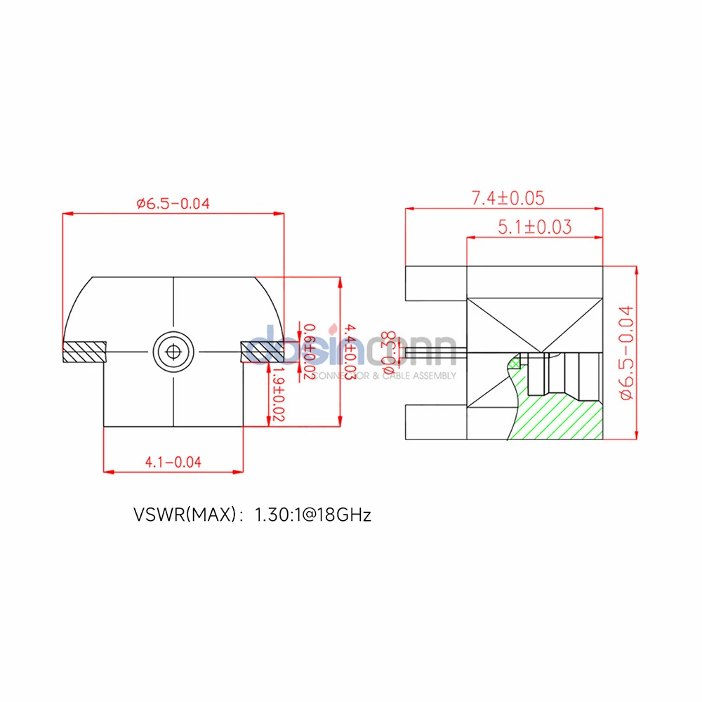Высокая скорость GPO SMP PCB прямой SMT разъем DC-18GHz