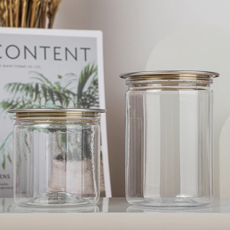 Wholesale  Pop Top Cans Transparent Plastic Empty Jars End Packaging Tuna Pet Cans For Food Canning With Pull Ring Lid