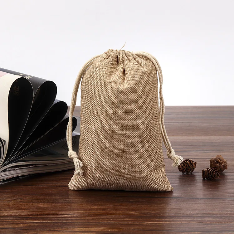 
Custom Eco-friendly Small/Medium/Big Linen pouch Packaging Hemp Gift bags Drawstring Bag 