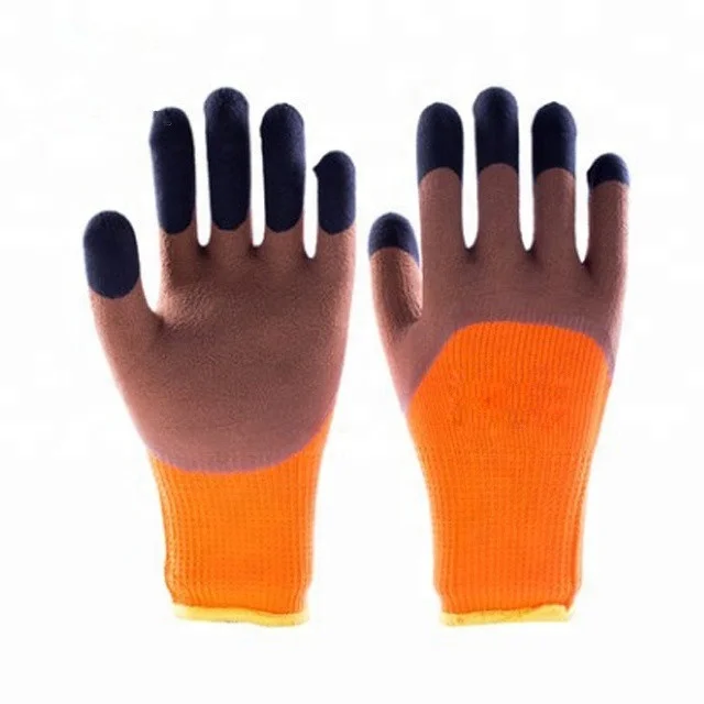 High quality 7 gauge looped pile linner foam half coated gloves,fingers strengthen