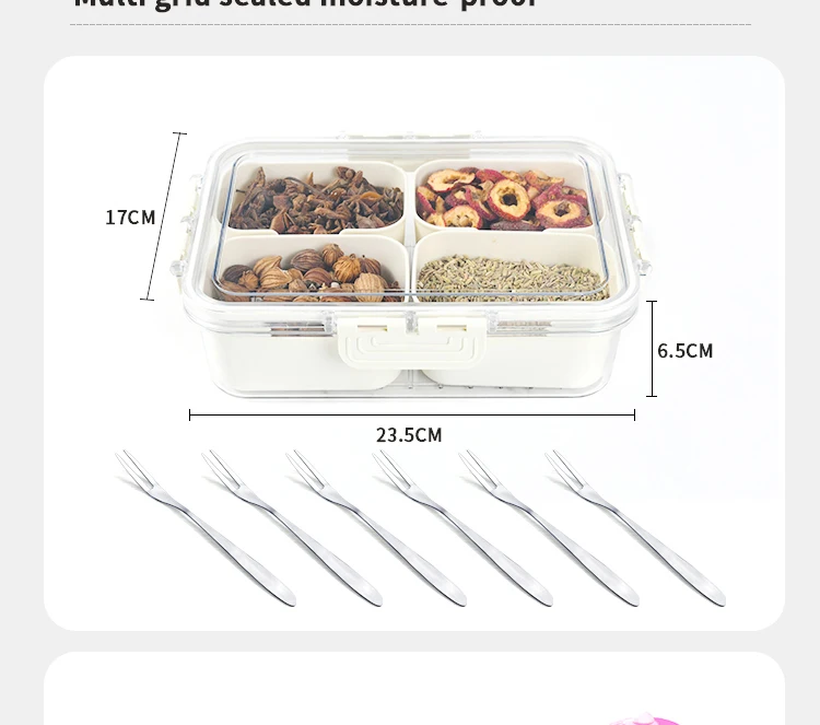 Aohea bpa free 4 8 compart portable travel snack containers stackable snackle box charcuterie container for fruit vegetablesalad