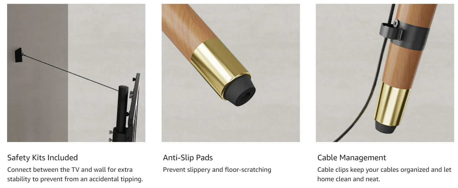 32 inch - 75 inch large wall wood tv floor stand modern furniture portable metal tv stand with mount vesa 600x400mm stand for tv