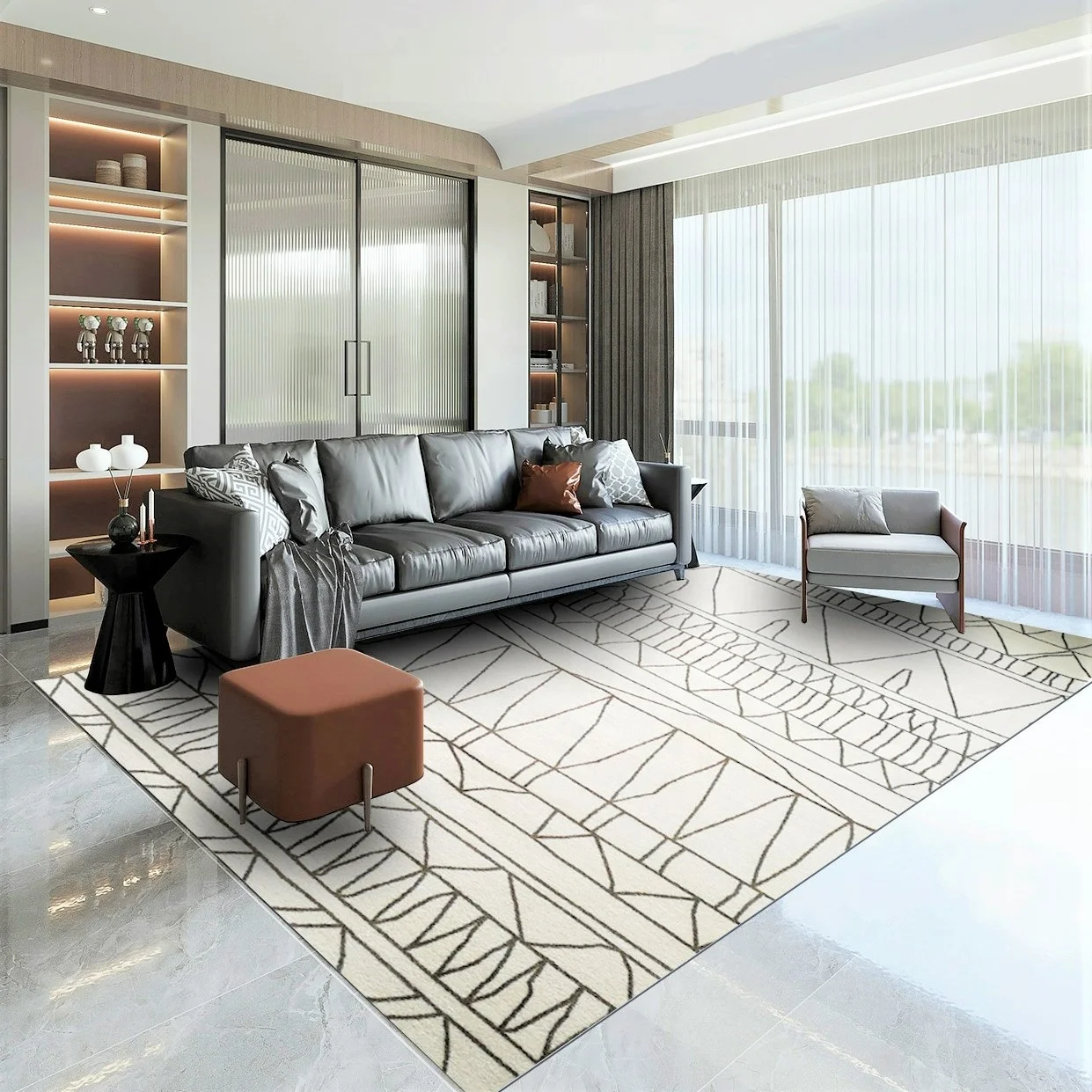 Printed Modern Designs Floor Mats Carpet Professional Manufacturer 100% Polyester Living Room Geometric Blanket Anyuqing Carpet