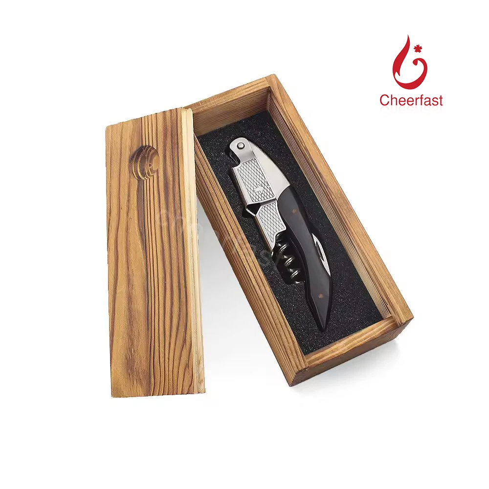 Multifunctional Wooden Red Wine Opener Corkscrew And Wood Case Modern High Quality Cork Screw Manual Corkscrew