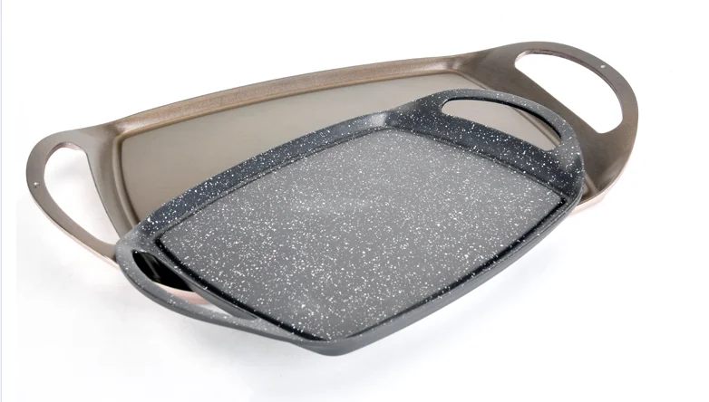 Durable Die Cast Aluminum Cookware Baking Pan Non Stick Grill Pan with Detachable Silicone Holders Oven & Induction Compatible