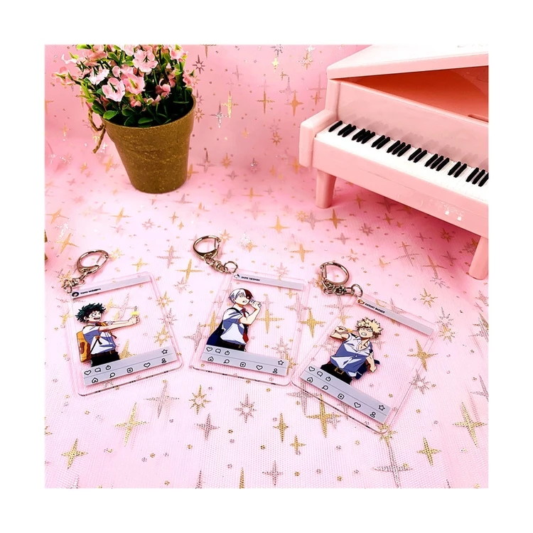 My Hero Academia 2021 Luxury Cute Theme Design Acrylic Charm Key Chain Storage Custom Portable Metal Keychain