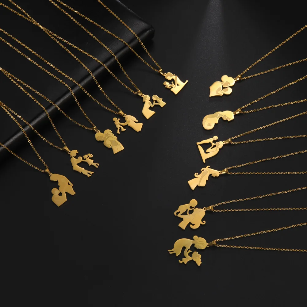 Family Baby Pregnant Necklace Heart for Wife Mother Father Day Women Man Gift Love Silver Color Stainless Steel Jewelry