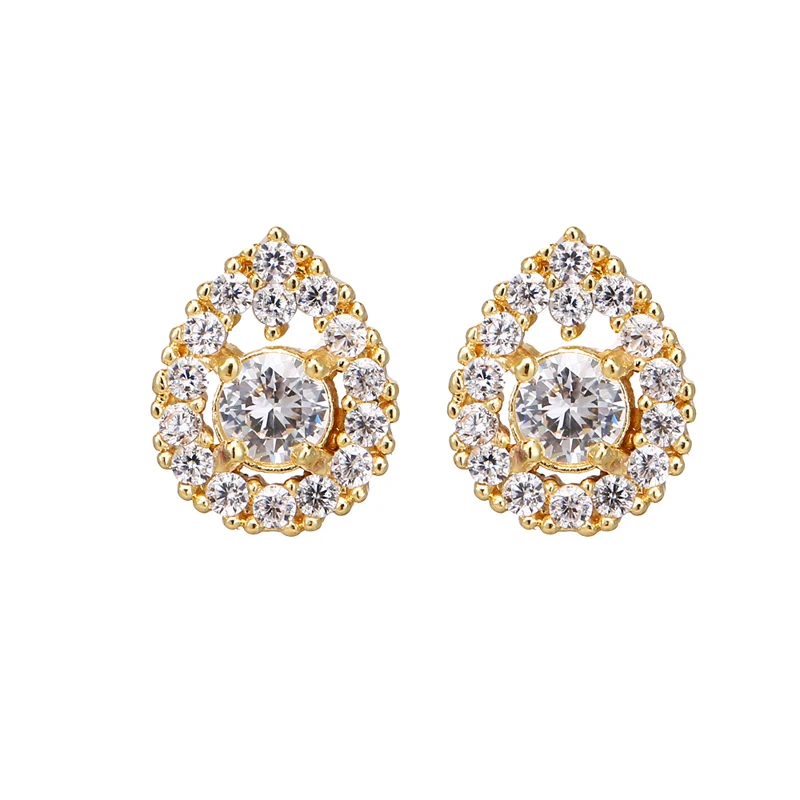 Emmaya Fashion Shiny Tear Drop AAA Cubic Zircon Bridal Imitation Diamond Wedding Jewelry Silver 18k Gold Stud Earrings Women