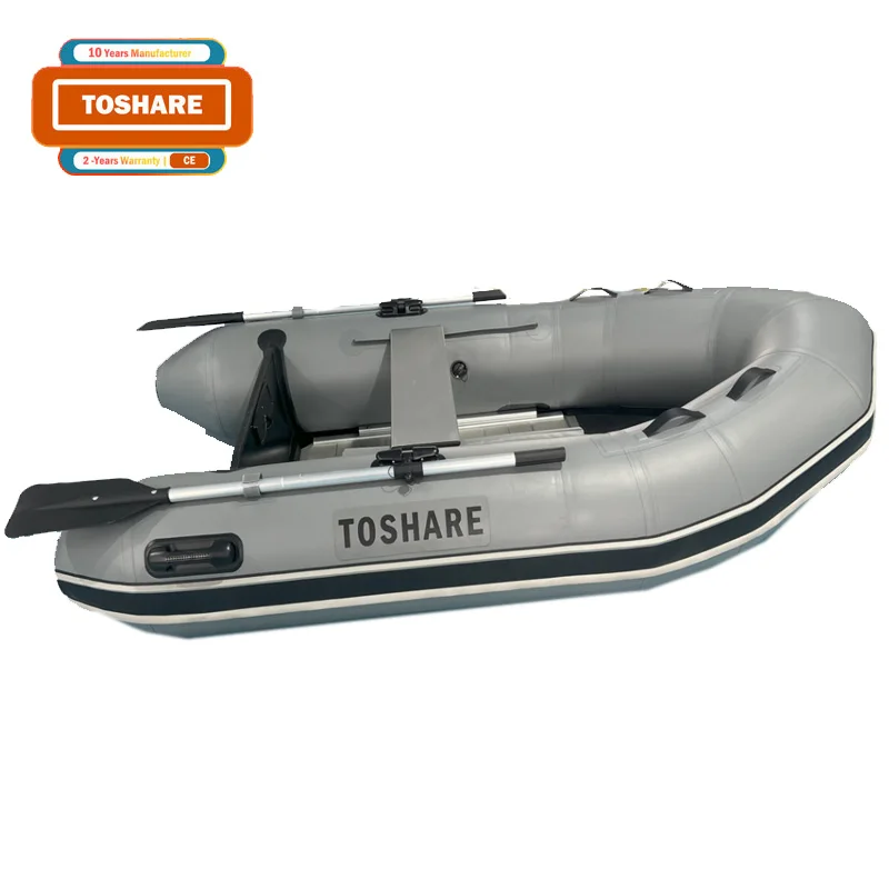 Toshare Outdioor Custom 0.9mm foldable aluminum floor Fishing boat OEM ODM the best two person man inflatable fishing boat