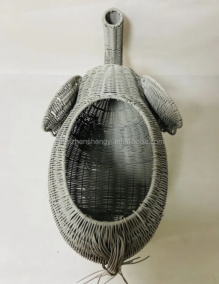 handmade woven Animal elephant shape plastic kitchen basket for storage food fruit vegetables and used for potted plants