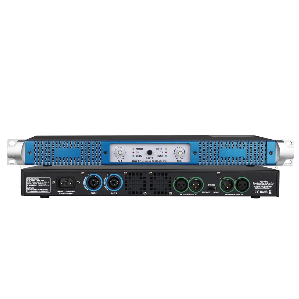 Синий PX2600 двухканальный цифровой усилитель мощности 1U 19-дюймовая стойка 2600 Вт громкоговоритель сценический сабвуфер бас