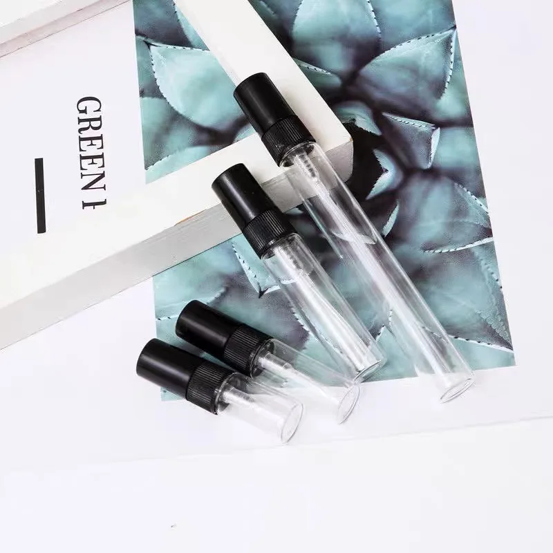 High Quality 2ml 3ml 5ml 10ml Small Perfume Atomizer Vials Sample Glass Bottle With Plastic Spray Pump Mini Tester Bottles