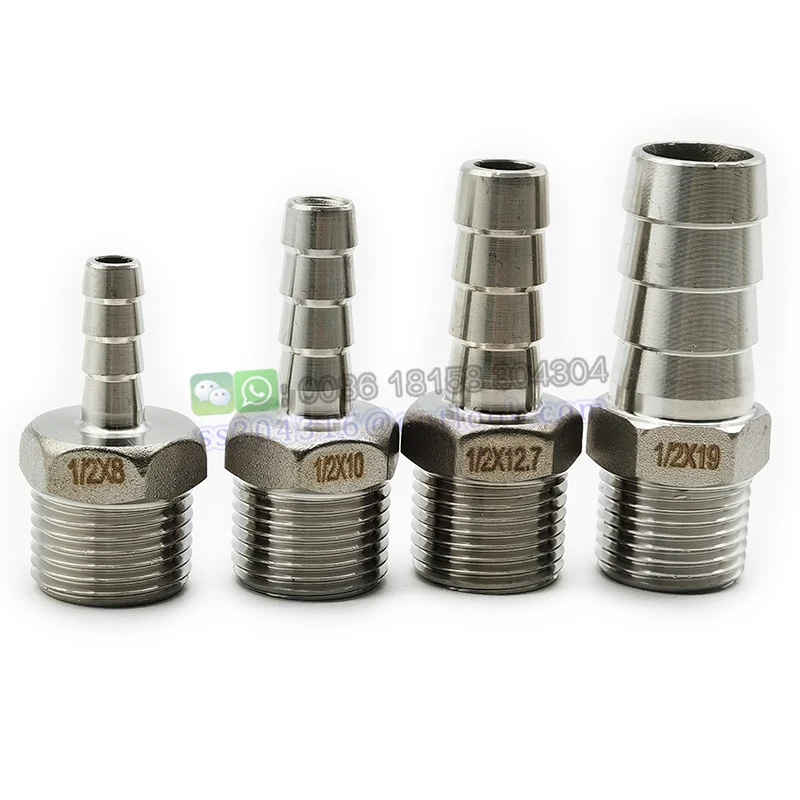 Stainless Steel Male Hose Barb Connector Male BSP NPT 4 inch to 4 inch hose barb Home Brew Fitting Water Fuel Air