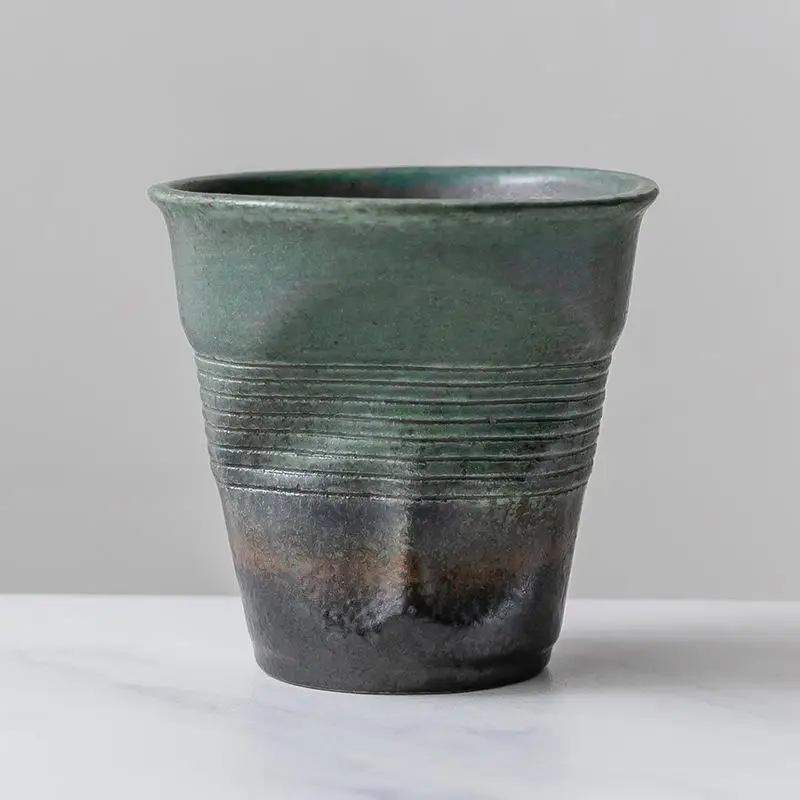 3D Paper Cup Design Reusable Pinched Mugs Creative Irregular Crumple Coffee Mug Italian Espresso Cups Crinkled Pottery Cup