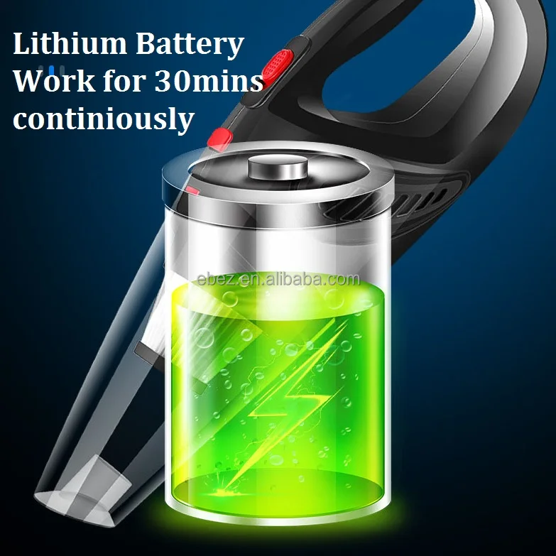 EBEZ Household USB Battery Powered Small Rechargeable Car Handheld Cordless Vacuum Cleaner Portable