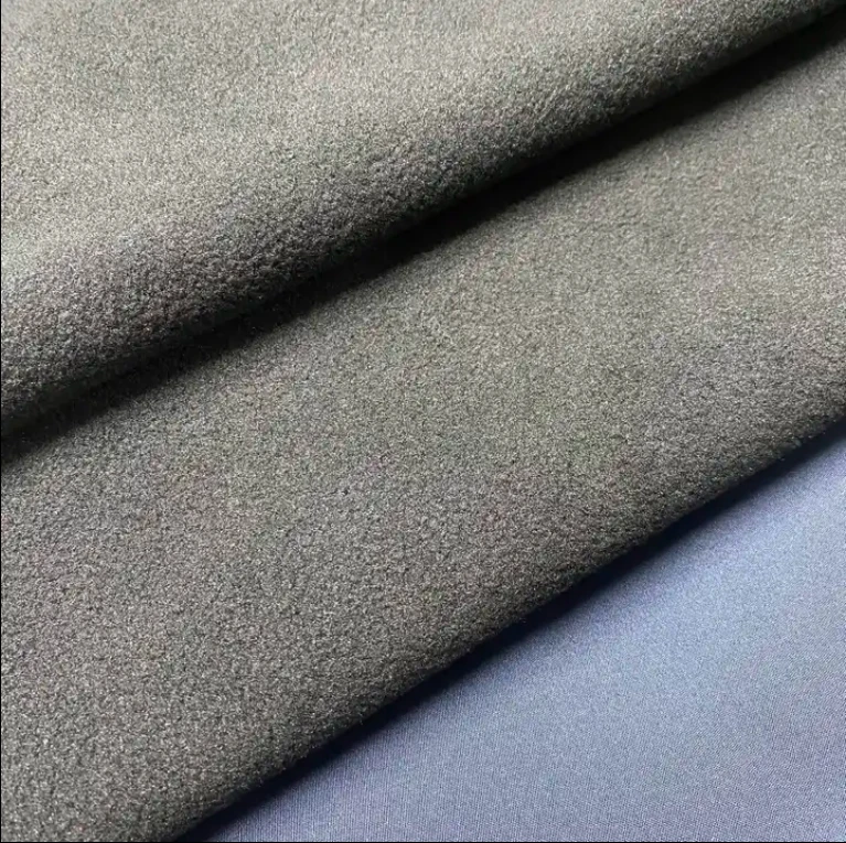 Customized 4 Way Spandex Pongee 3 in 1 Polar Fleece Laminated Boned Film Softshell Polyester Fabric PES Elastane EA Stretch