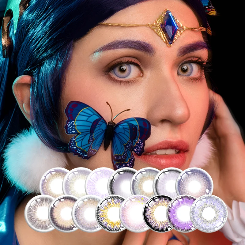 Фиолетовые контактные линзы для глаз, рецептурные контактные линзы для глаз для близорукости, ежегодные цветные линзы одной пары, мягкие фиолетовые контактные линзы для глаз