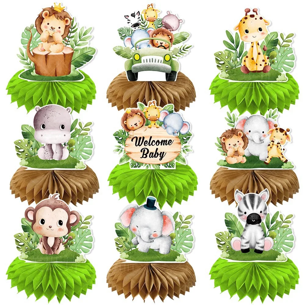 CIVI 9pcs Wild One Party Honeycomb Centerpiece Table Decor Wild One Theme Baby Party Supplies Birthday Party Supplies