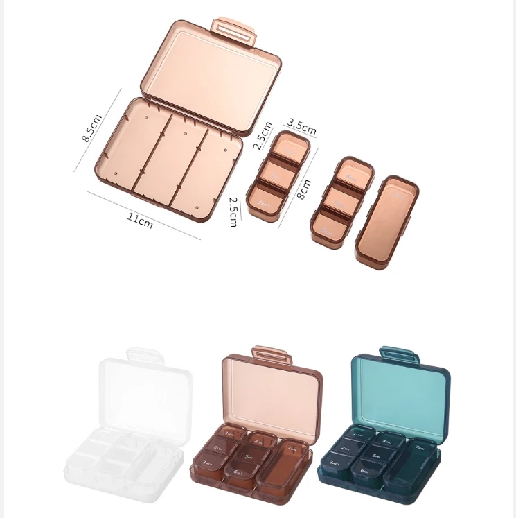 Eco-friendly Weekly  pill Organizer Container multiple 7 compartments Small Mini Portable Medicine Case Travel Pill Box