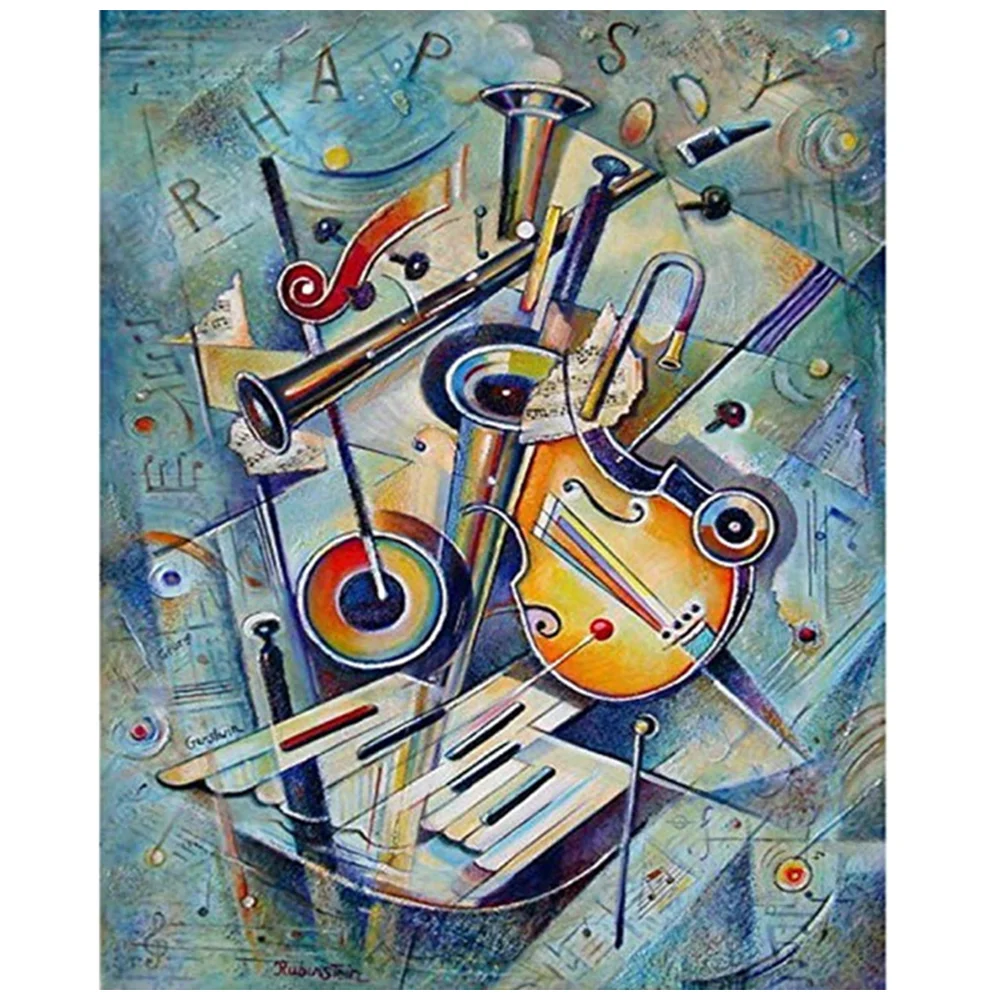 Набор для алмазной живописи 5D, полный круг, абстрактный музыкальный инструмент, для творчества, алмазная вышивка, украшение для дома, гостиной