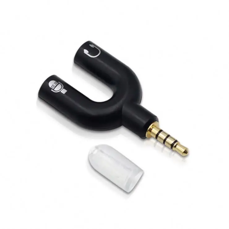1PC Earphone Splitter 3.5mm Audio Converter 1 Male To 2 Female U Shape Stereo 2 Way Headphone Adapters Converter  M1080