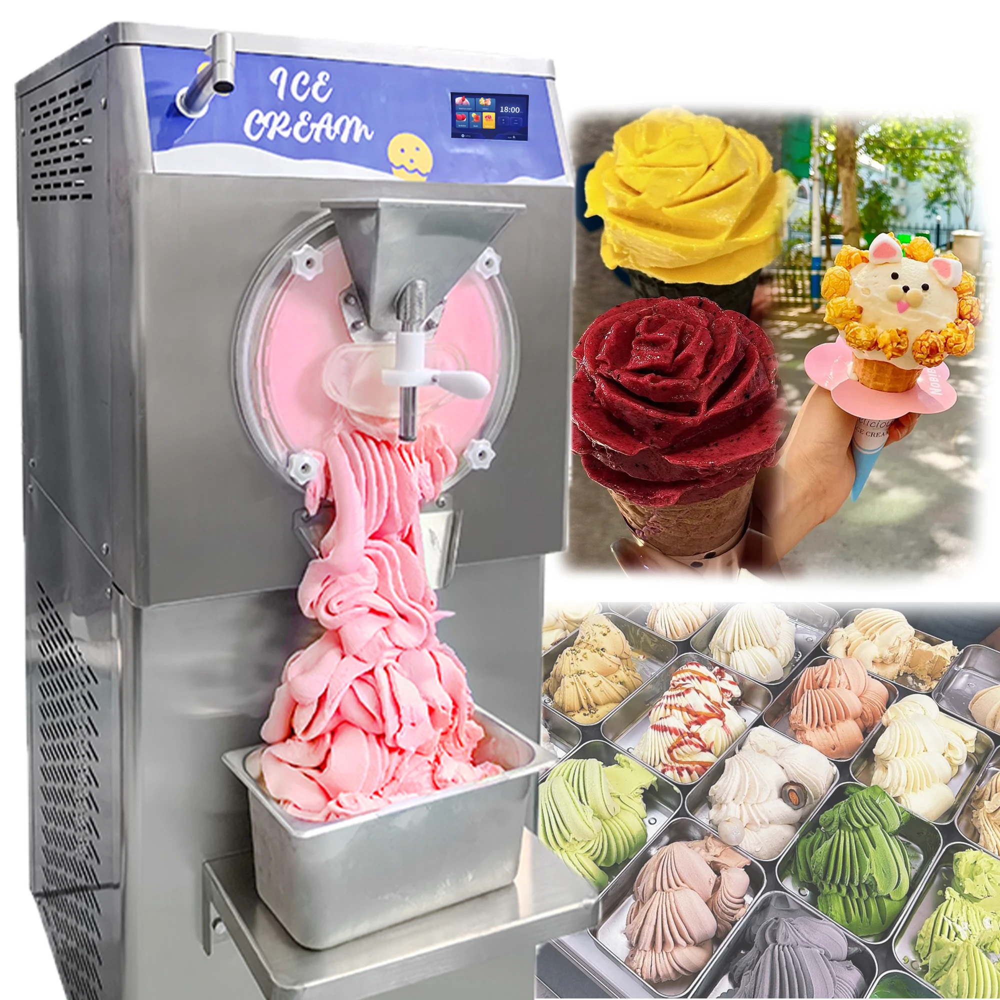 Mvckyi 48L/H Horizontal Batch Freezer 5 Program Pastry Acai machine Carpigiani Gelato Hard Ice Cream Machine portable snack