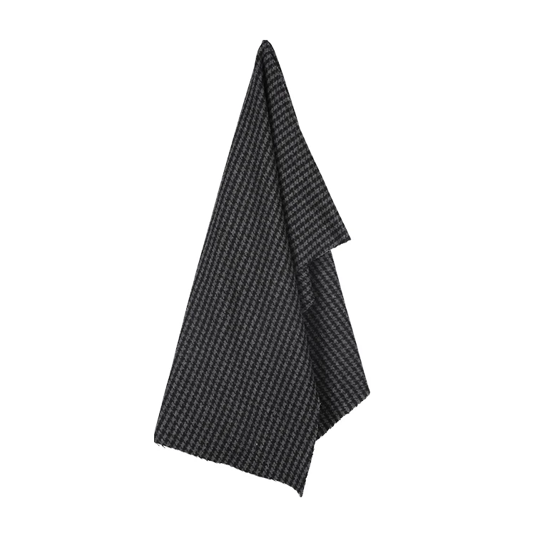Good Quality Black Grey Wool Blended Woven Custom Tweed Fabric Houndstooth Woolen Fabric For Suit Coat