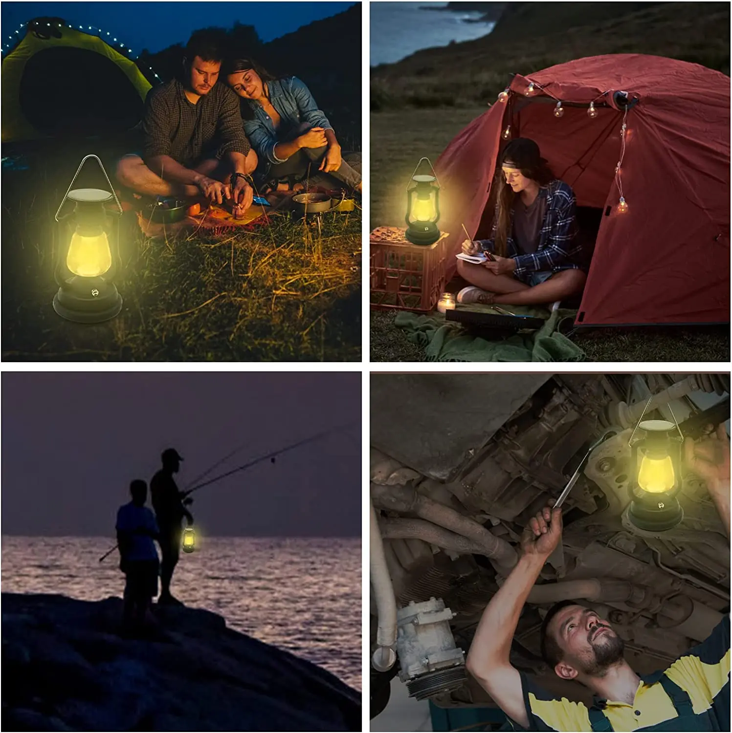 Solar Powered Tungsten Lamp Home Party Camping Decoration Lantern LED Rechargeable Hand Crank Lights with 3 Charging Methods