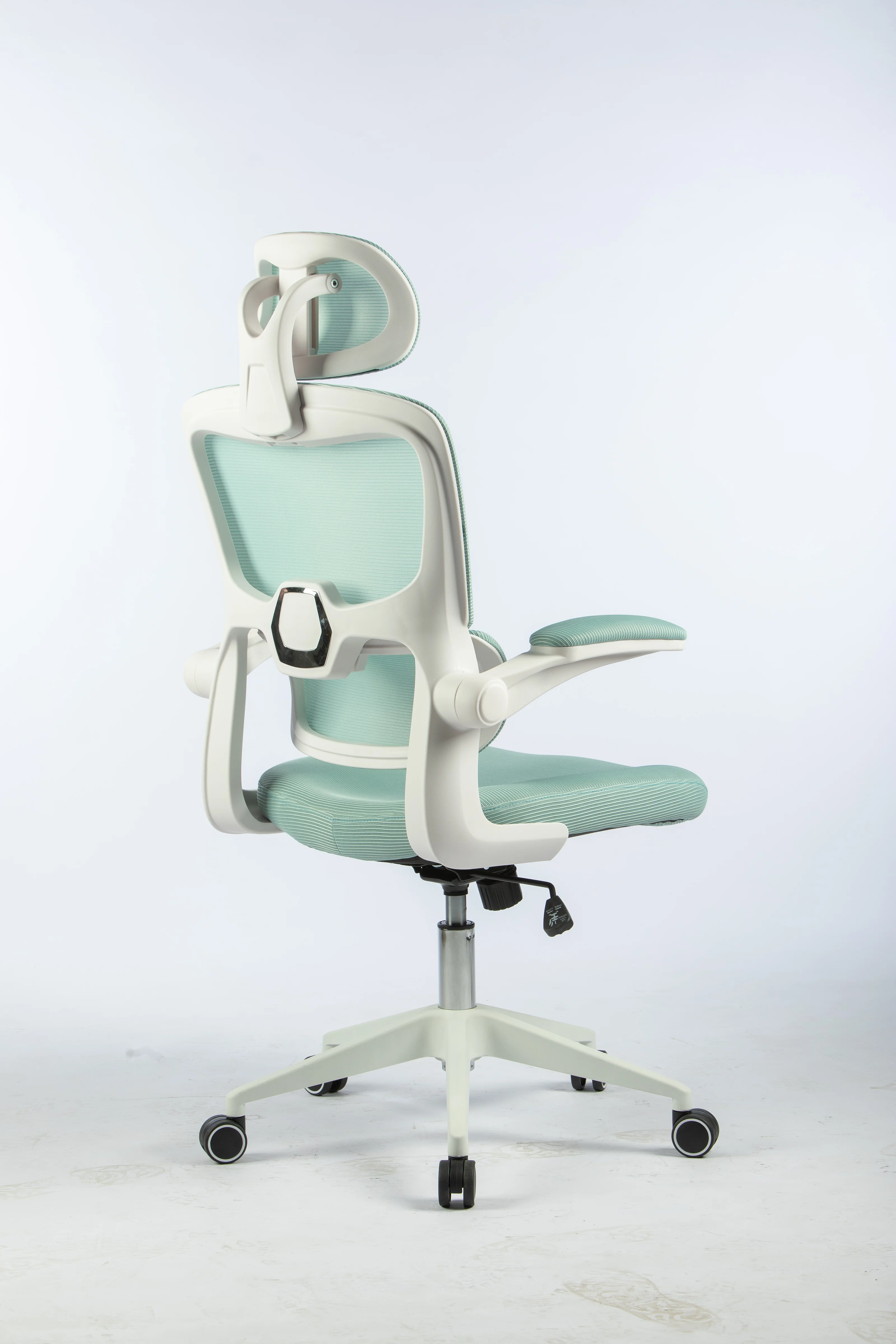 cheap flip-up armrest mesh back chair white frame computer desk chair for kids green mesh chair for office