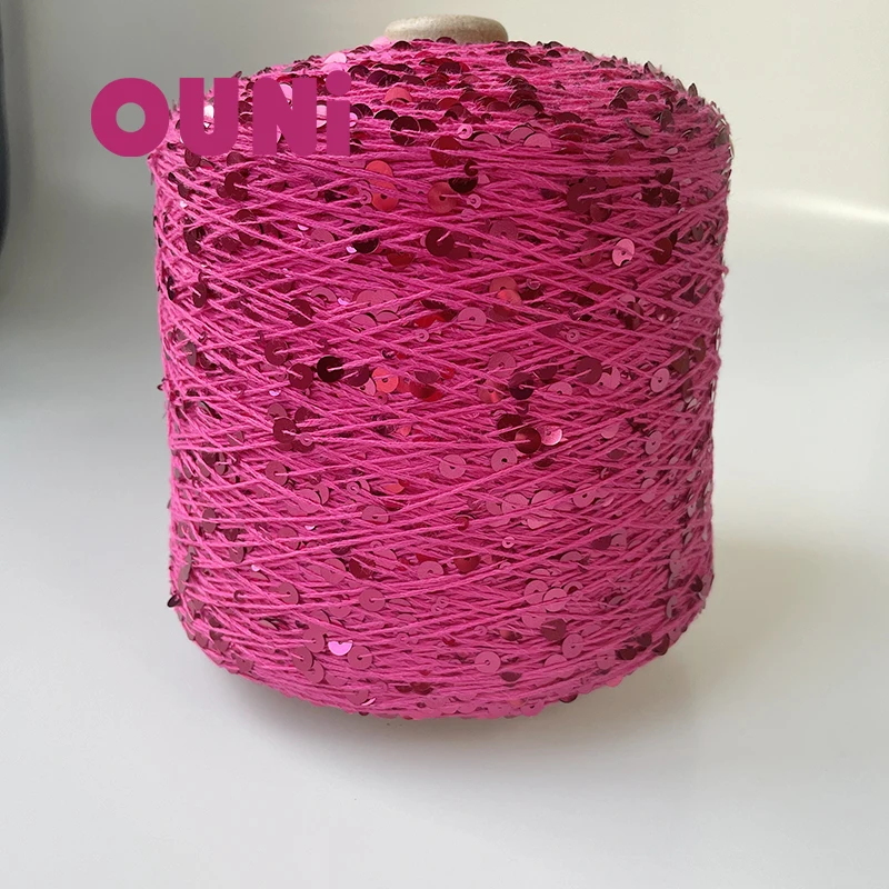 Fancy Sequin For Hand Made Crochet Products  Flower Sequins  natural cotton  Thread   3MM + 6MM glitter yarn fancy yarn