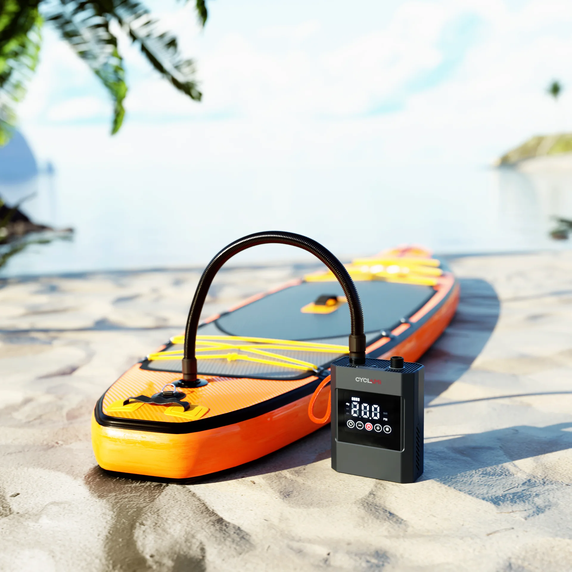 Portable Sup Board Pump 20PSI High Pressure Electric Air Compressor Pump Inflation & Deflation Pump with 6 Nozzles for Inflating