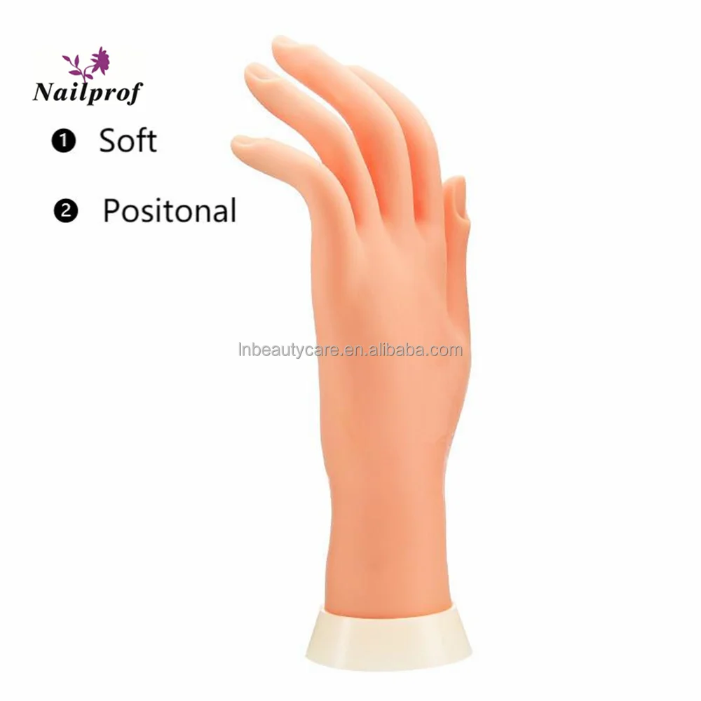Factory price! Nailprof. Wholesale Mannequin Practice Hand For Acrylic Nails Flexible Soft Plastic Training Nail Art Practice Hand