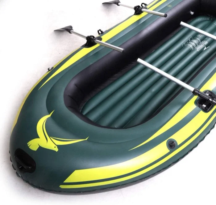 Upgraded thicken PVC inflatable kayak fishing boat 2 persons with aluminum oars,cushion,rope, repair kits, and hand air pump