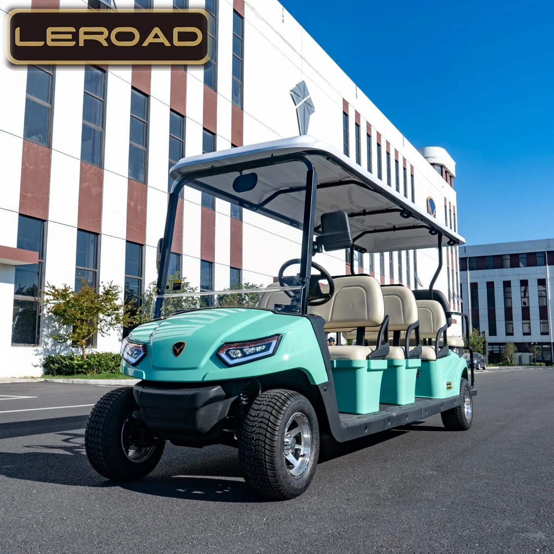 Горячая распродажа! Электрическая тележка для гольфа на 8 мест L6 + 2 ярко-зеленого цвета