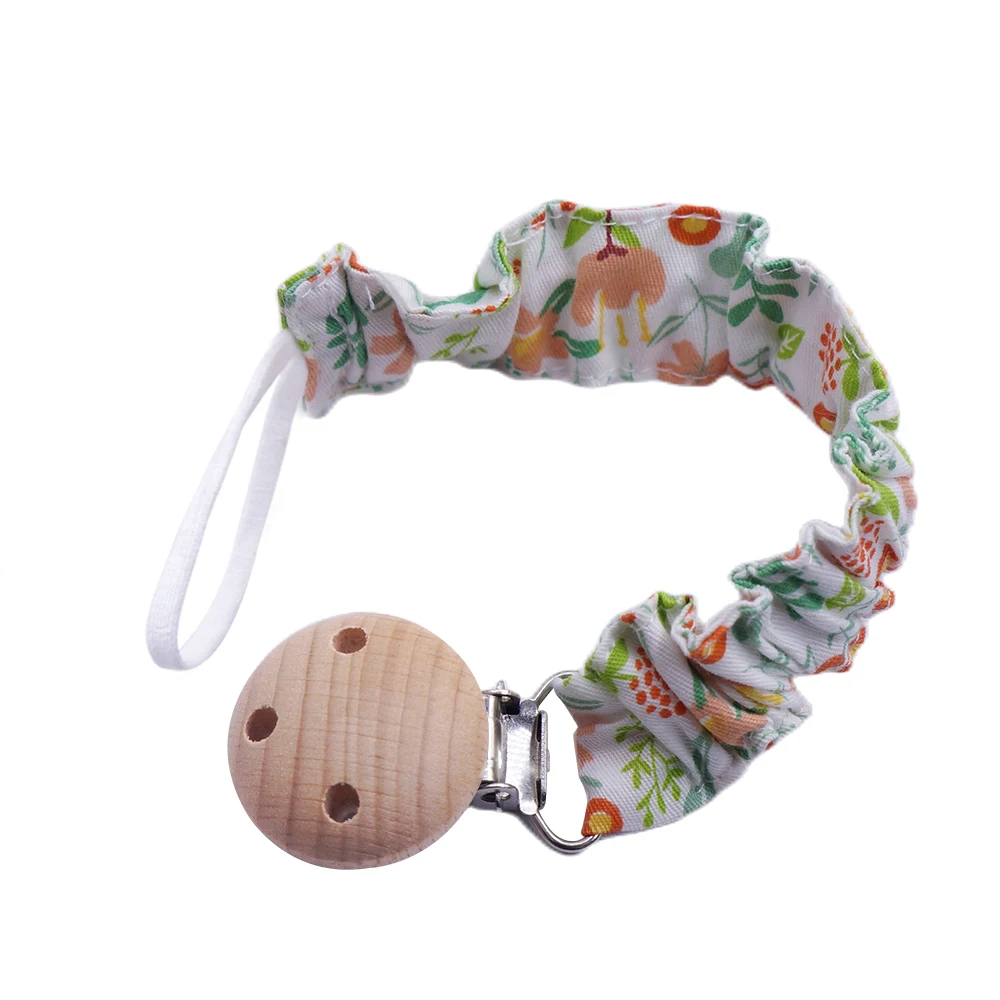 High Quality Elastic Cotton Custom Metal Clip Anti-drop Pacifier Clip For Boys and Girls