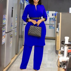 2023 Fashional Loose And Casual Over Size Long Sleeve Shirt Wide Leg Pants Two Pieces Suits Casual Women Summer Outfit Hot