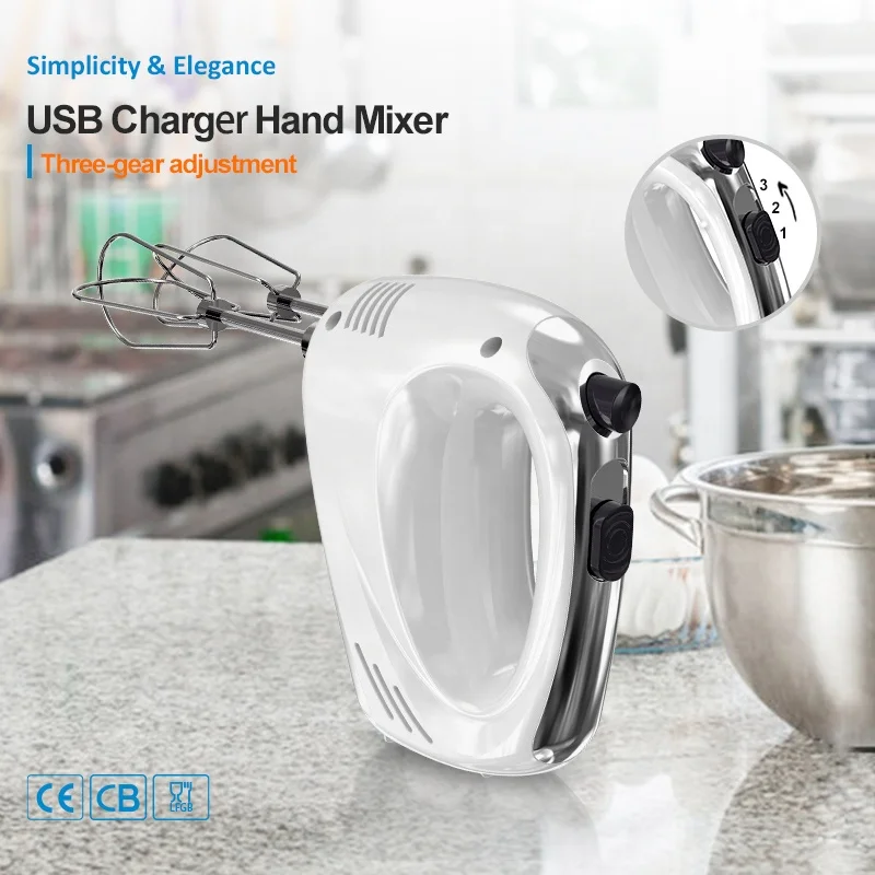 Миниатюрный перезаряжаемый портативный беспроводной ручной Электрический Ручной смеситель для взбивания яиц со скоростью регулирования