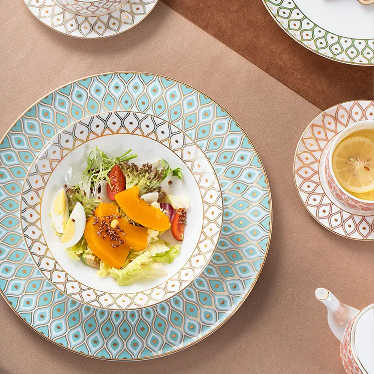 Pito bone china dinner set factory custom colors decals dinnerware hotel restaurant round dishes crockery ceramic tableware set