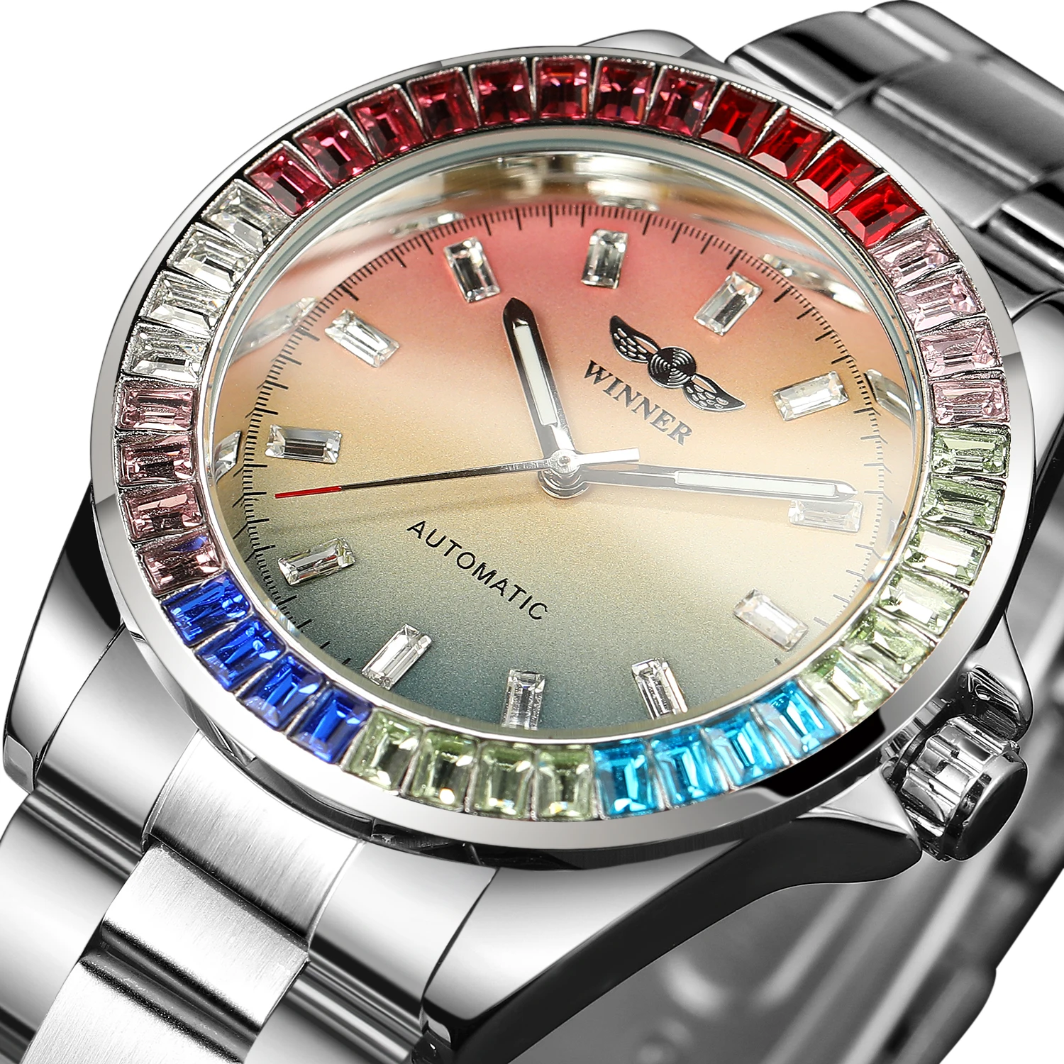 WINNER 8287 Trending  Man Mechanism Watch Costume Stainless Steel Band Hollow Out Automatic in Stock Business Hand Watch