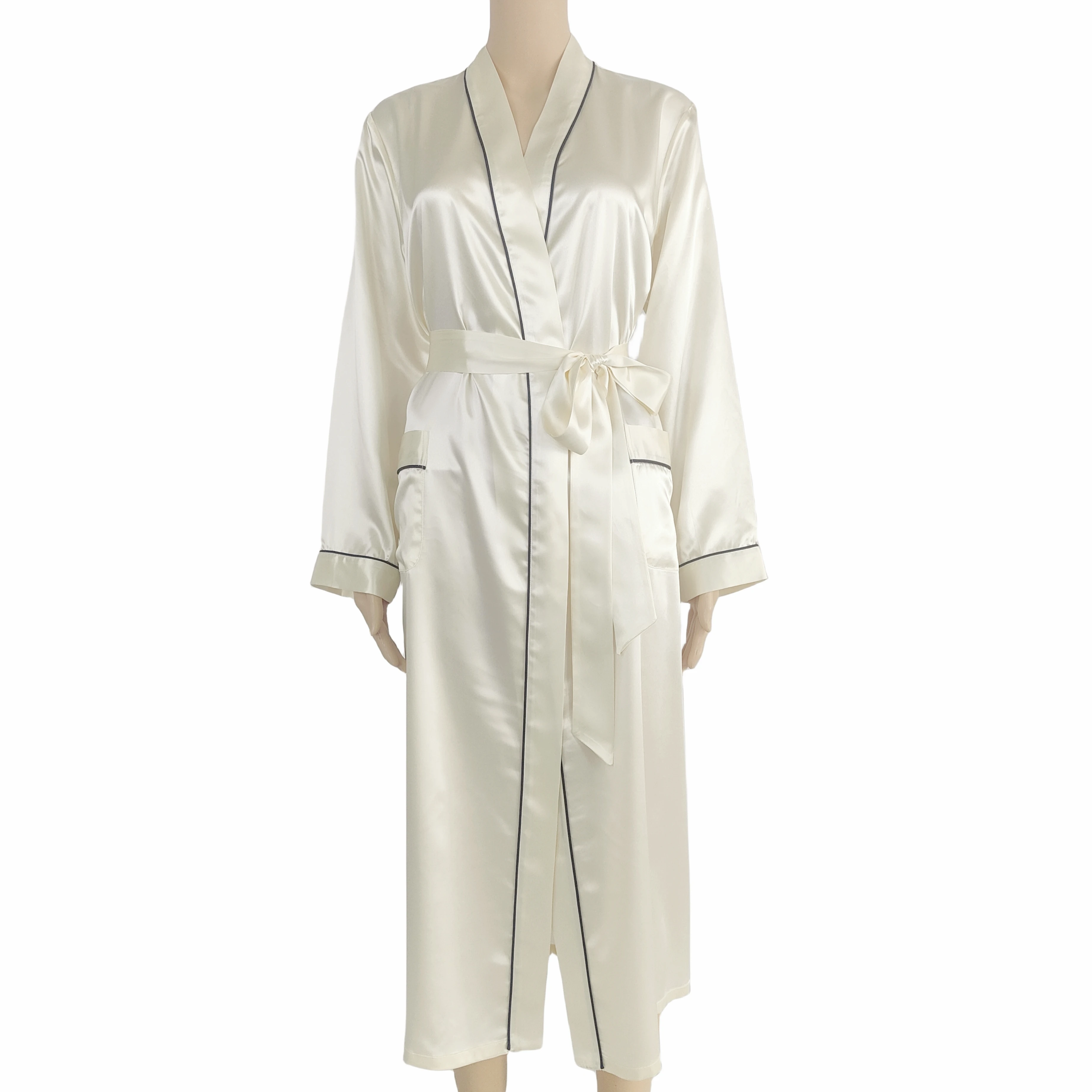 6A Grade 22m/M Customized Logo Breathable Soft Sexy 100% Silk Fashion Nightgown Robe