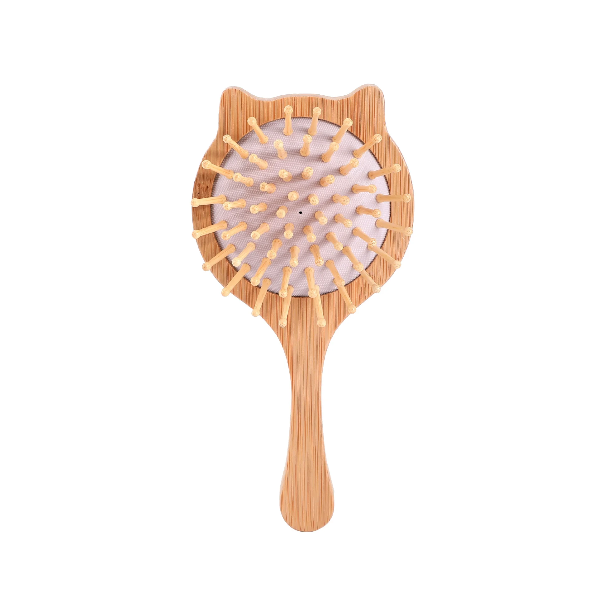 Custom logo new design cat shaped air cushion comb Bamboo brush soft massage mini anti-static baby hair brush