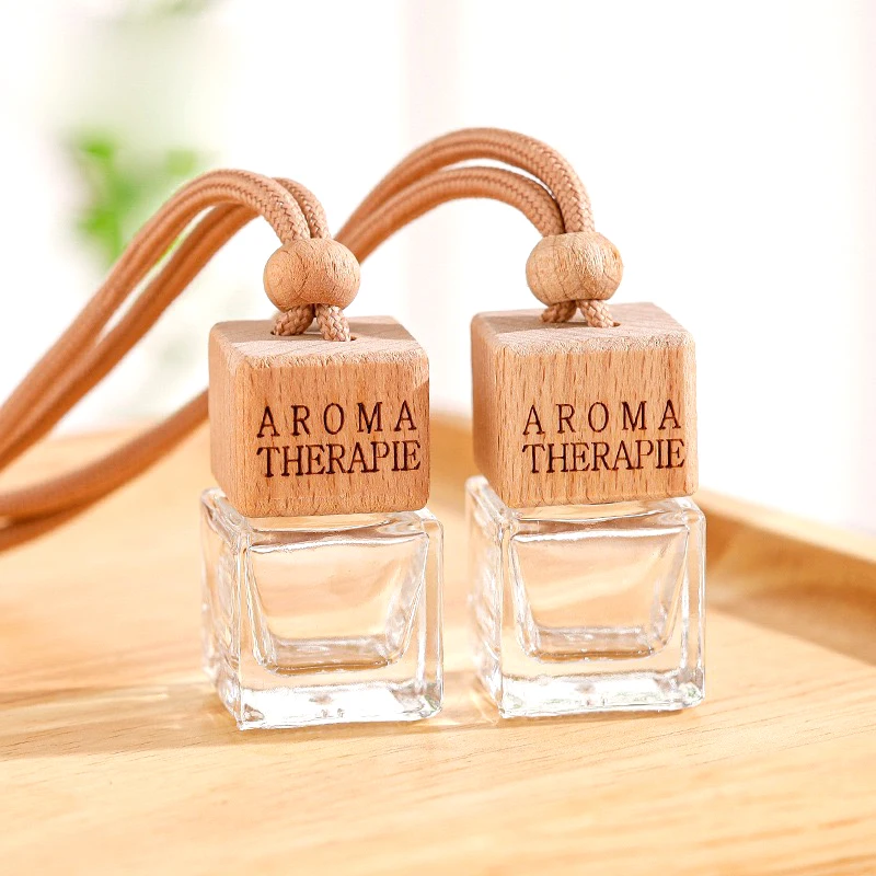 Soy Ink 8ml car perfume pendant Car aromatherapy perfume bottle empty essential oil half-round glass bottle