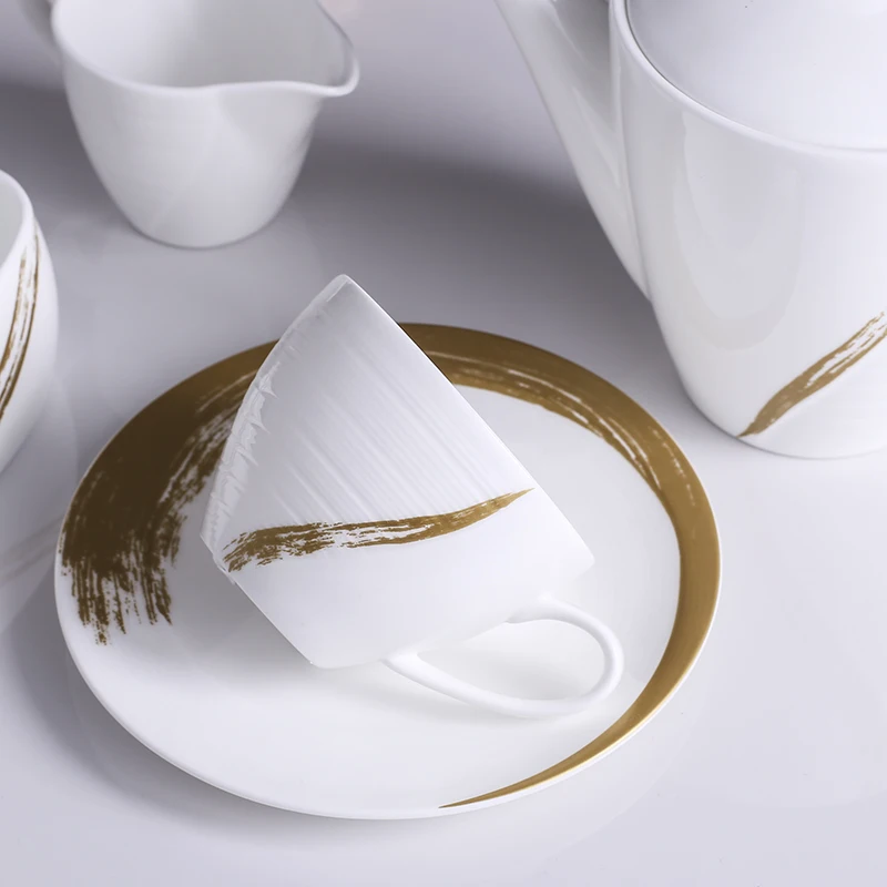 Hotel cafe fancy personalized espresso coffee cup set fine bone china tea cups saucers