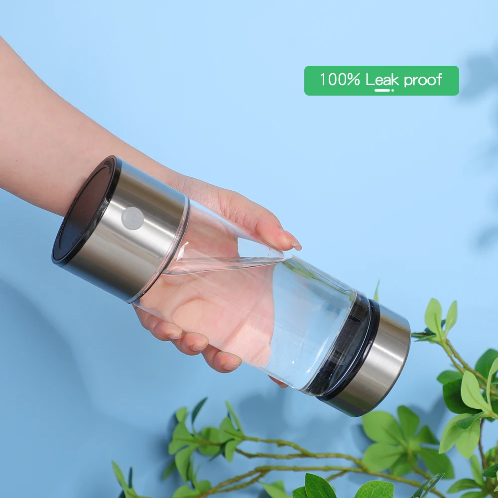 2024 New Custom Logo Portable 420ml Rechargeable Hydrogen-Rich Glass Hydrogen Ionizer Generator Water Bottle for Novelty Gifts