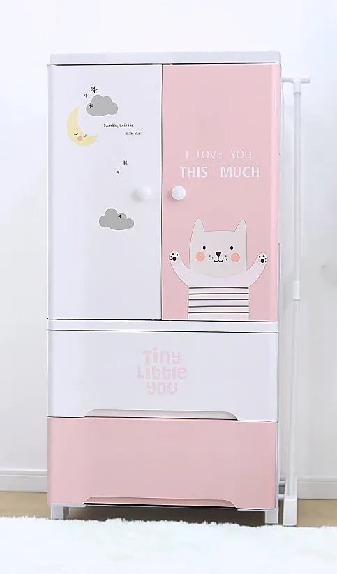 Пластиковый детский гардероб для спальни, домашний шкаф для хранения детской одежды, подвесной двухдверный шкафчик