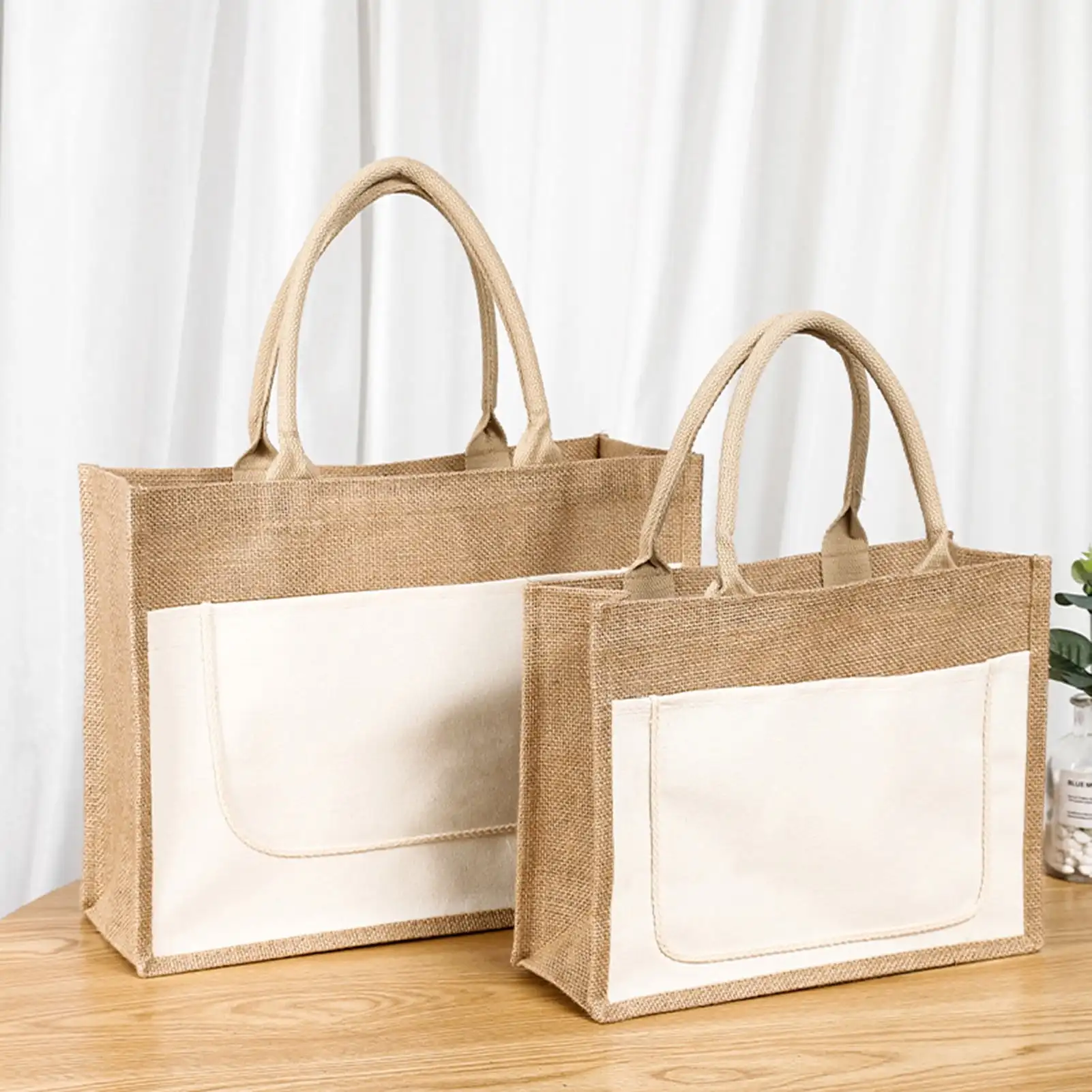 Hot sale recyclable eye print large capacity jute burlap tote bags cotton, jute tote shopping bags with custom printed logo/